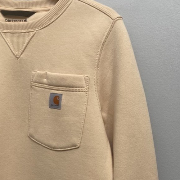 ❗️SOLD❗️CARHARTT Cream Clarksburg Crewneck Pocket Sweatshirt Size XS - Picture 4 of 8